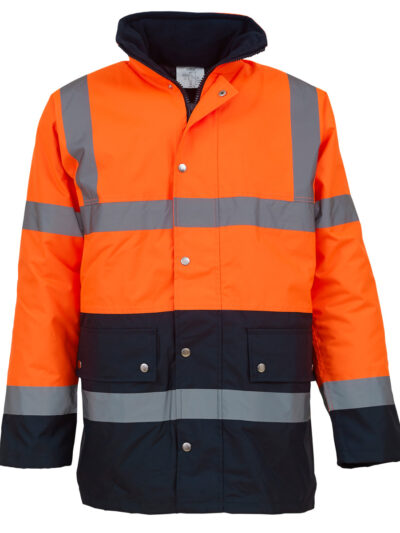 Yoko Hi-Vis Two Tone Motorway Jacket Hi Vis Orange and Navy