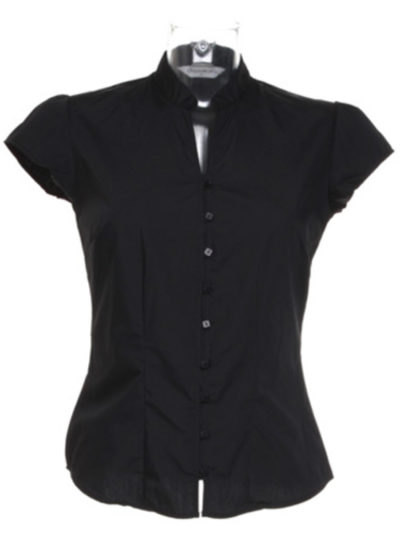 Ladies' Continental Blouse Mandarin Collar Cap Sleeve