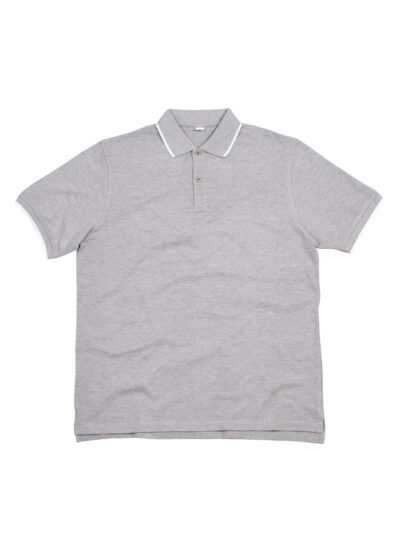 Mantis The Tipped Polo Heather Grey Melange and White