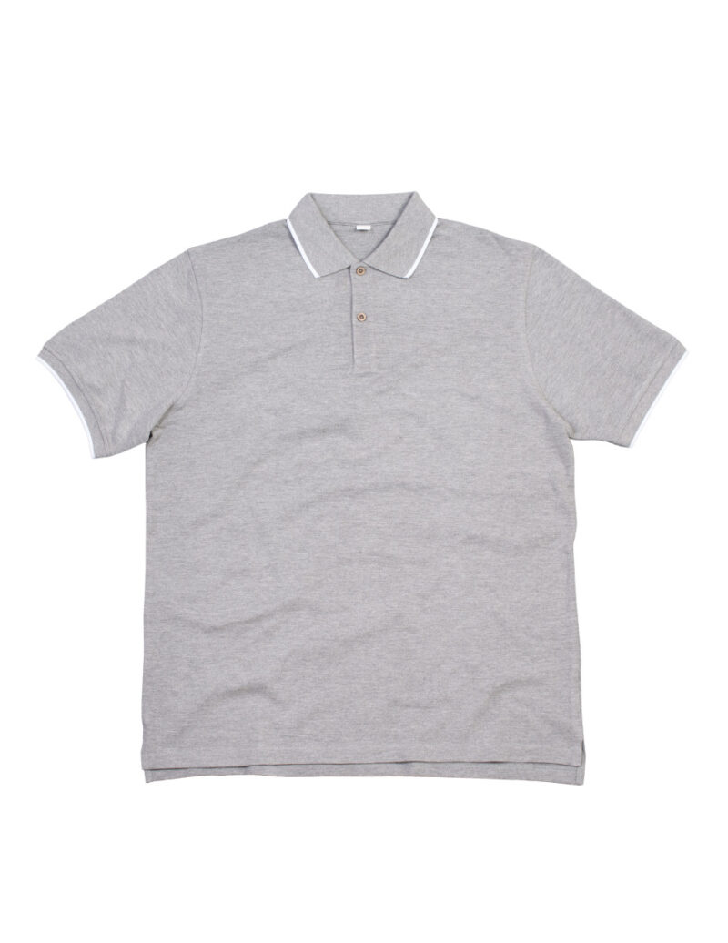 Mantis The Tipped Polo Heather Grey Melange and White