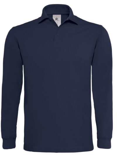 B&C Heavymill Long Sleeved Polo Shirt Navy Blue