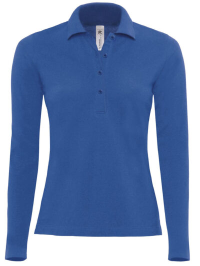 B&C Safran Pure Women's Long Sleeve Polo Royal Blue