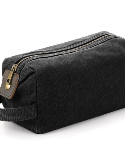 Quadra Heritage Waxed Canvas Wash Bag Black