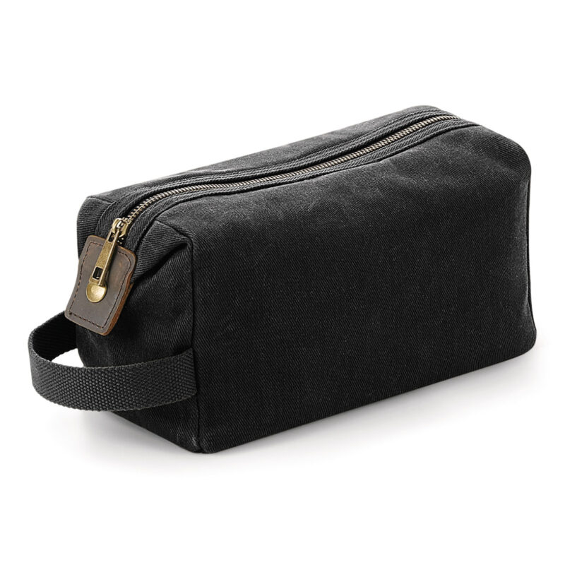 Quadra Heritage Waxed Canvas Wash Bag Black