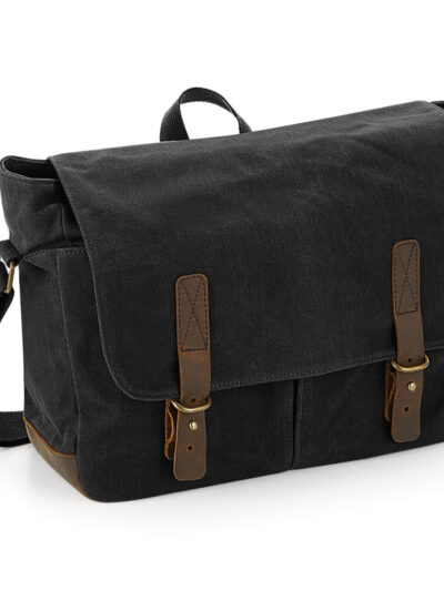 Quadra Heritage Waxed Canvas Messenger Black