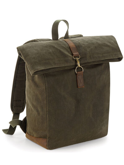 Quadra Heritage Waxed Canvas Backpack Olive Green