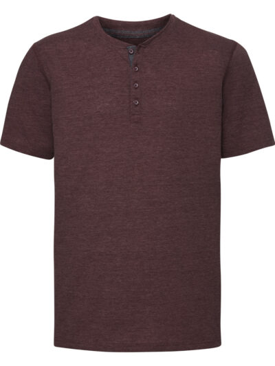 Russell Men's Henley HD Tee Maroon Marl