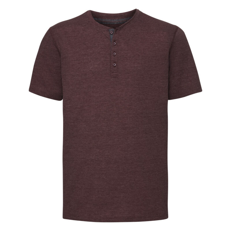 Russell Men's Henley HD Tee Maroon Marl