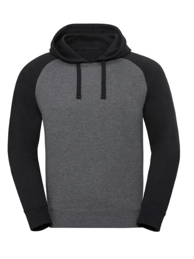 Russell Authentic Hooded Baseball Sweat Carbon Melange and Black