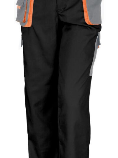 WORK-GUARD by Result Lite Trousers Black and Grey and Orange