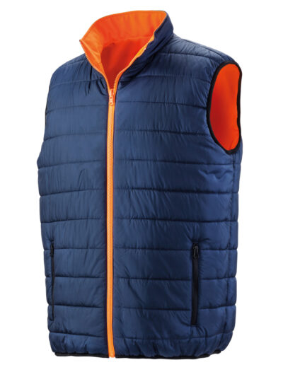 Result Safeguard Reversible Soft Padded Safety Gilet Fluorescent Orange and Navy