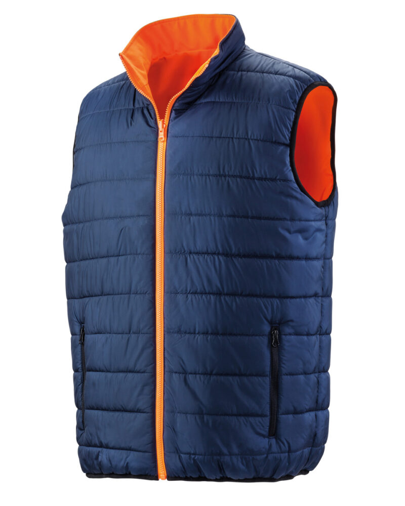 Result Safeguard Reversible Soft Padded Safety Gilet Fluorescent Orange and Navy