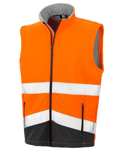 Result Safeguard Printable Safety Softshell Gilet Fluorescent Orange and Black