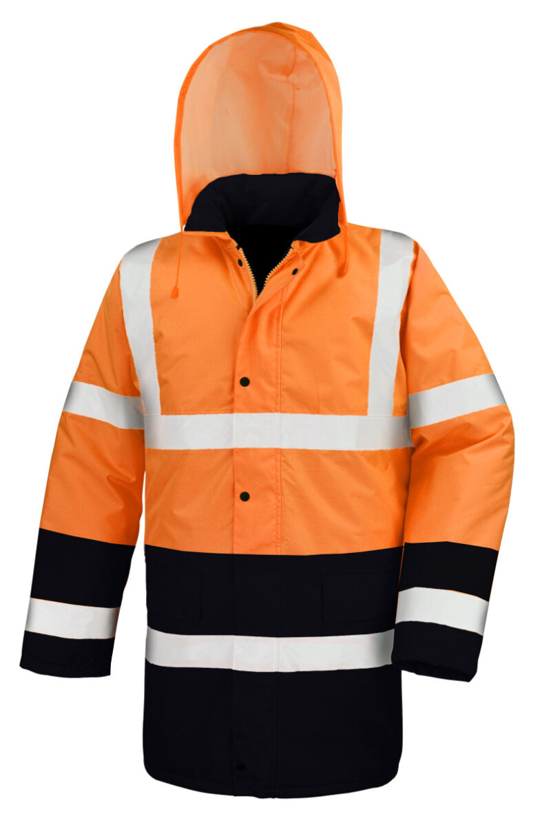 Result Safeguard Moterway 2-Tone Safety Coat Fluorescent Orange and Black