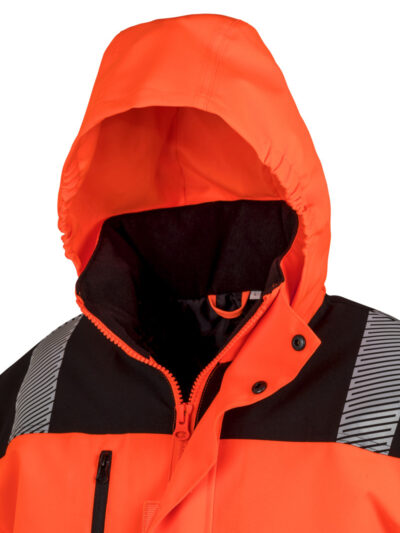 Result Safeguard Extreme Tech Printable Softshell Safety Coat Fluorescent Orange and Black