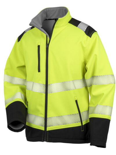 Result Safeguard Printable Ripstop Safety Softshell Fluorescent Yellow and Black