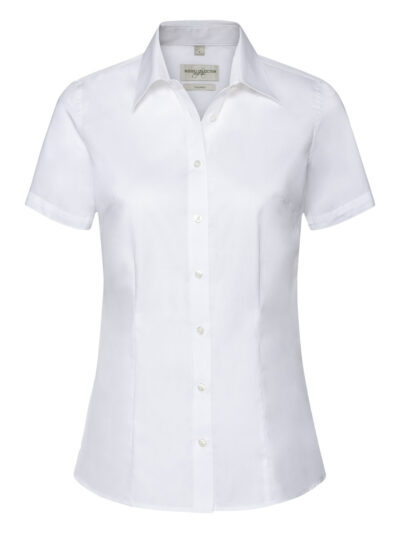 Russell Collection Ladies' Short Sleeve Tailored Coolmax® Shirt White