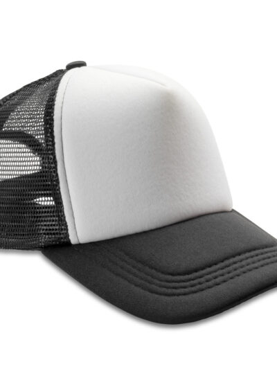 Result Headwear Detroit 1/2 Mesh Truckers Cap Black and White