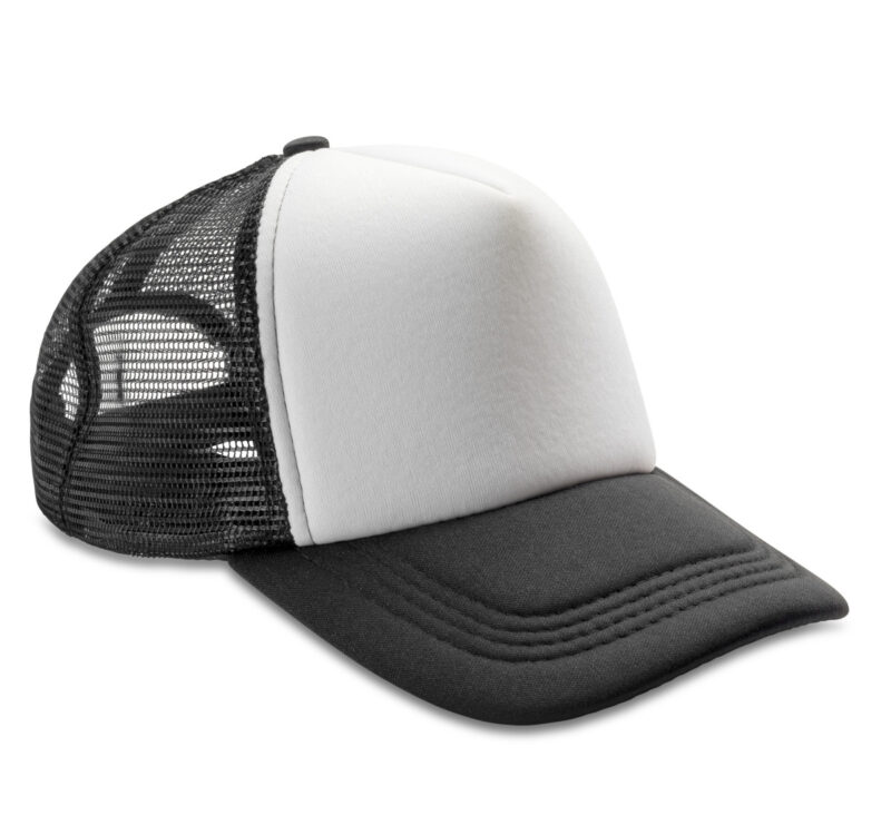 Result Headwear Detroit 1/2 Mesh Truckers Cap Black and White