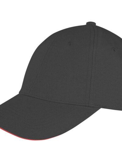 Result Core Memphis Brushed Cotton Low Profile Sandwich Peak Cap Black and Red