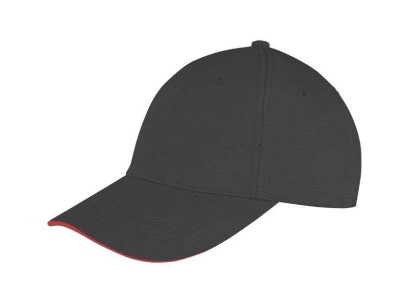 Result Core Memphis Brushed Cotton Low Profile Sandwich Peak Cap Black and Red