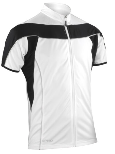 Spiro Men's Bikewear Full Zip Performance Top White and Black