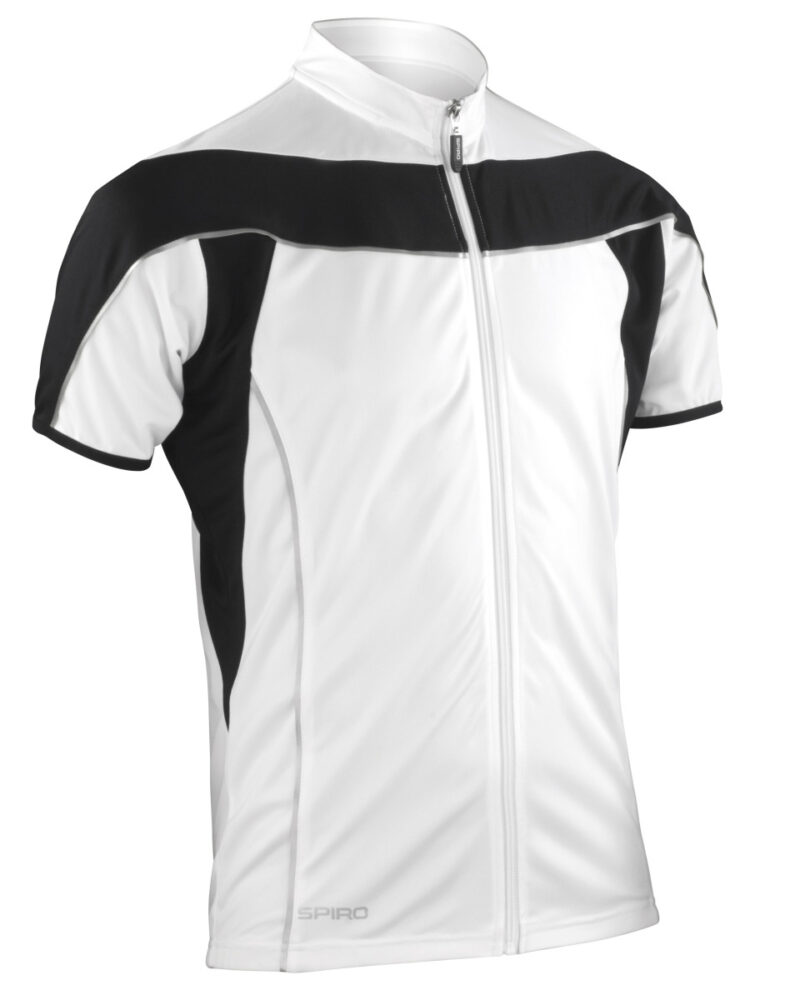 Spiro Men's Bikewear Full Zip Performance Top White and Black