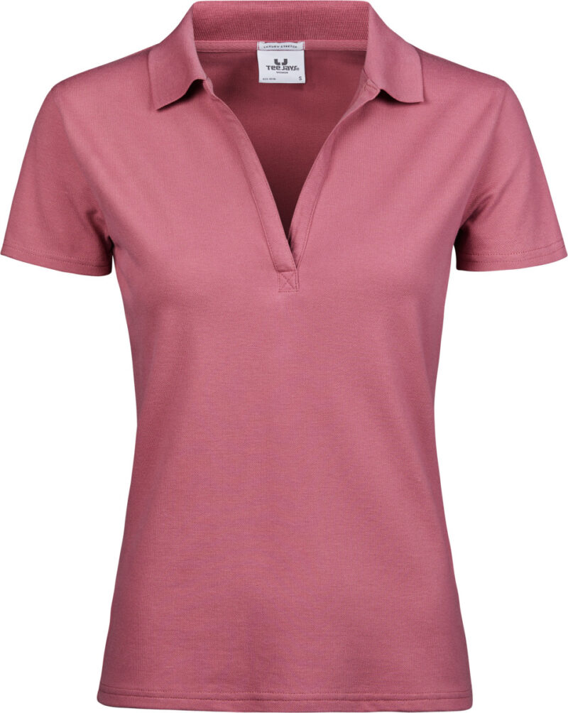 Tee Jays Women's Luxury Stretch V-Neck Polo Rose