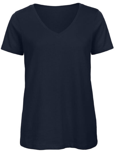 B&C Women's Organic Inspire V-Neck Tee Navy Blue