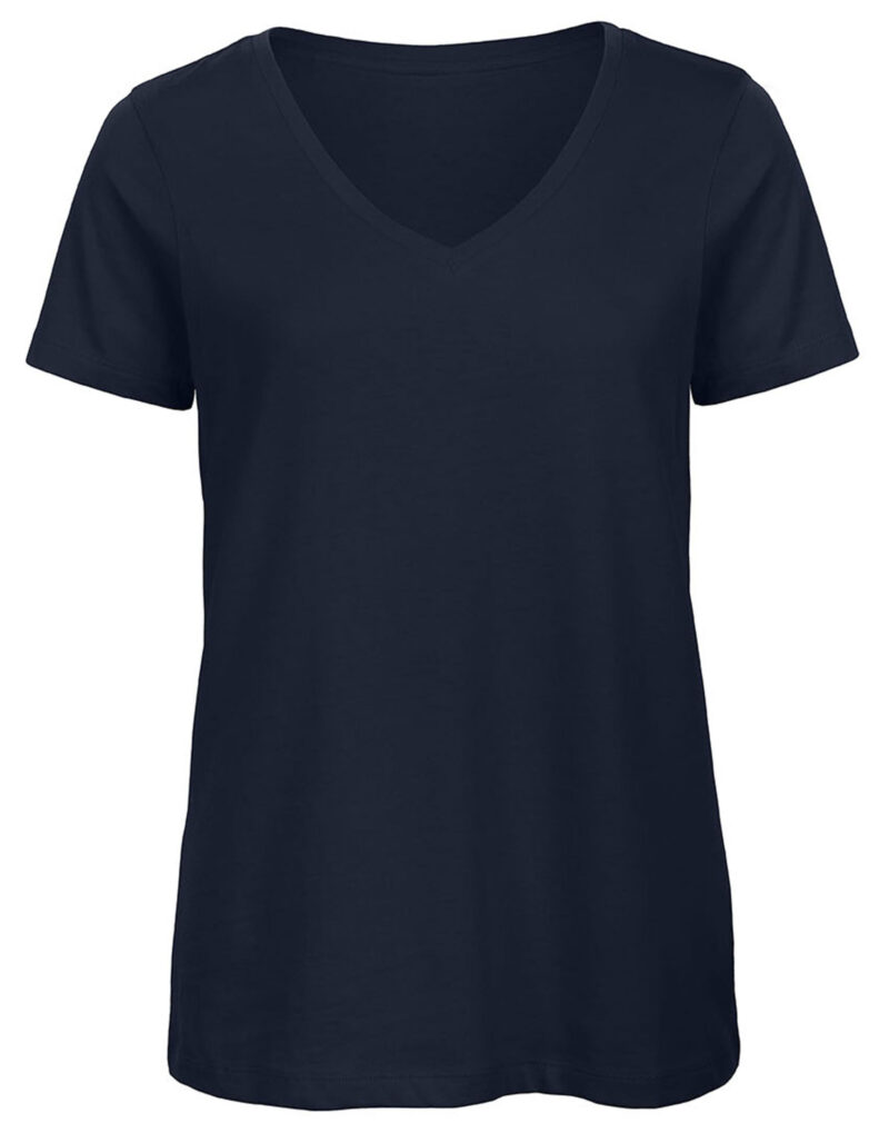 B&C Women's Organic Inspire V-Neck Tee Navy Blue