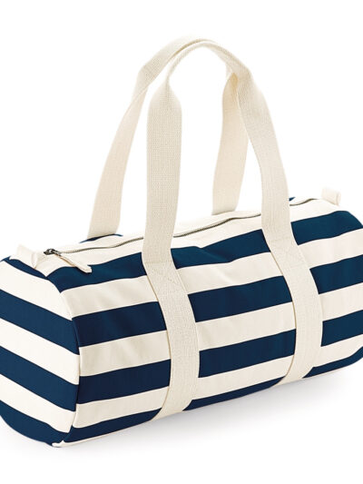 Westford Mill Nautical Barrel Bag Natural and Navy