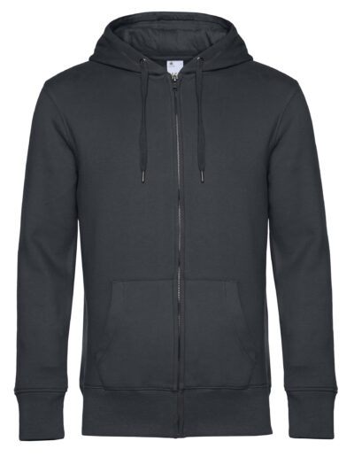 B&C Men's King Zipped Hooded Sweat Asphalt