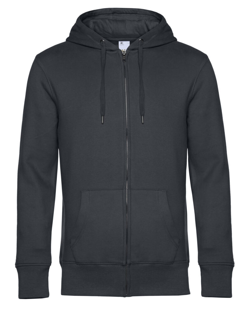 B&C Men's King Zipped Hooded Sweat Asphalt