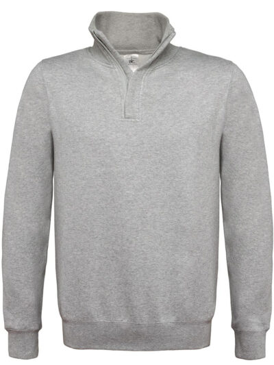 B&C ID.004 Cotton Rich 1/4 Zip Sweat Heather Grey